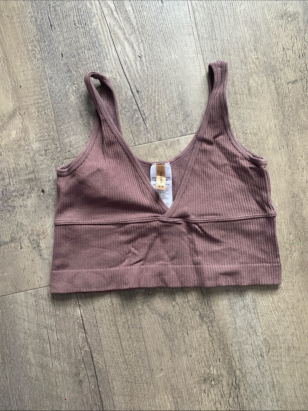 Harlow Mauve Ribbed V-Neck Crop Top